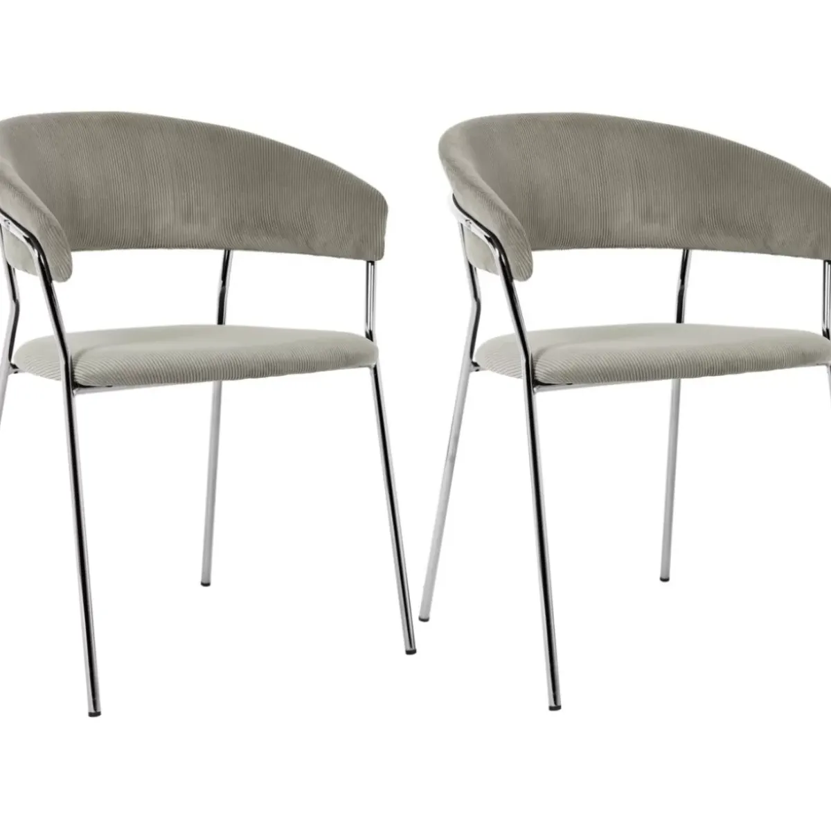 KARE Design Armlehnstuhl Belle Cord Beige Chrom (2/Set)- Stühle