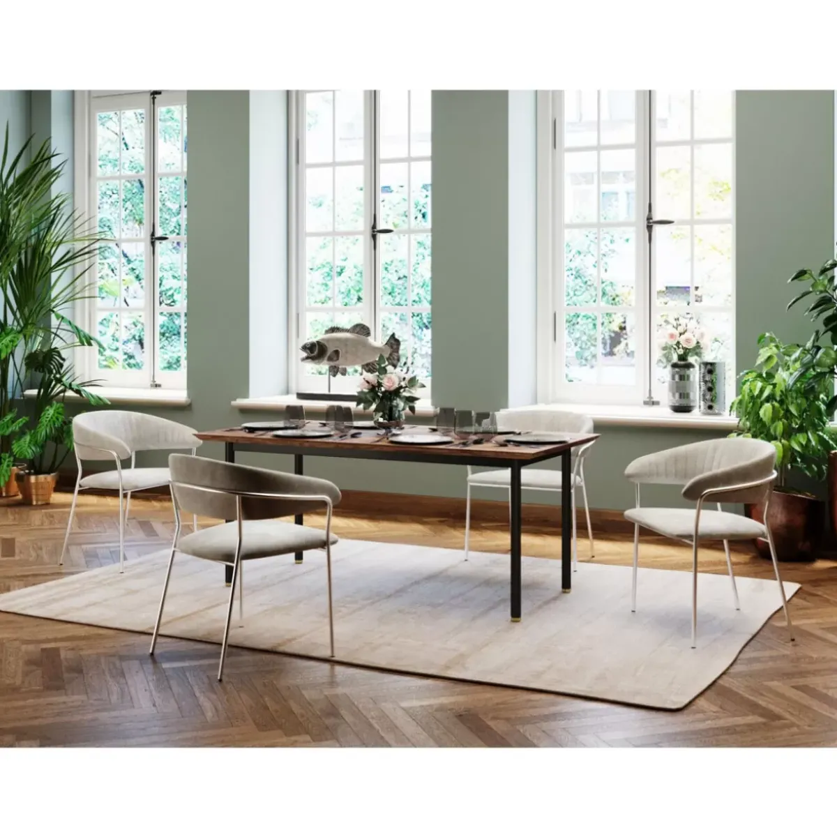 KARE Design Armlehnstuhl Belle Cord Beige Chrom (2/Set)- Stühle