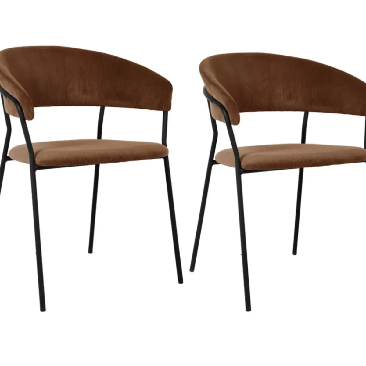 KARE Design Armlehnstuhl Belle Cord Braun (2/Set)- Stühle