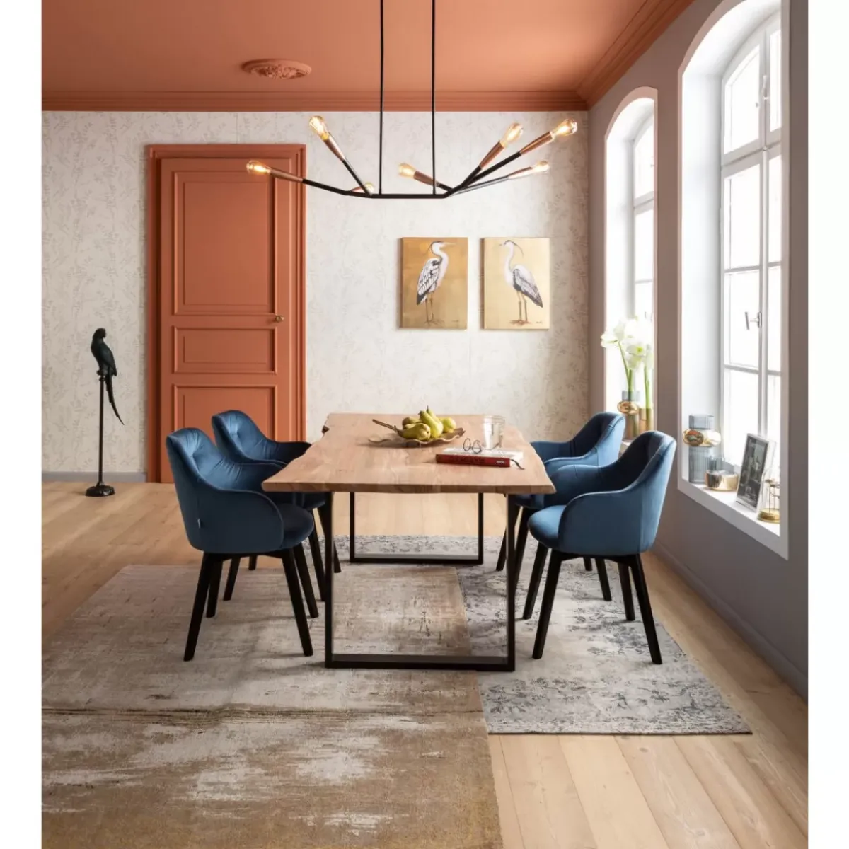 KARE Design Armlehnstuhl Black Lady Velvet Blau- Stühle