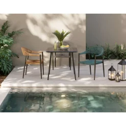 KARE Design Armlehnstuhl Palma Petrol- Outdoormöbel