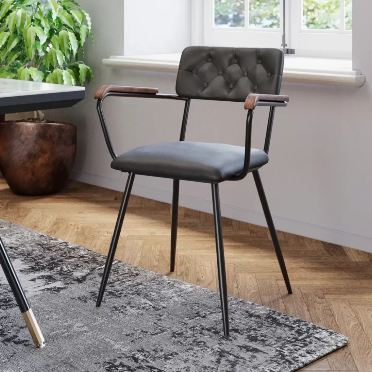 KARE Design Armlehnstuhl Salsa Leder Dunkelgrun- Stühle