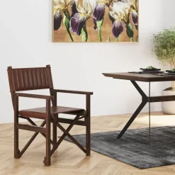 KARE Design Armlehnstuhl Twist Leder Braun- Stühle