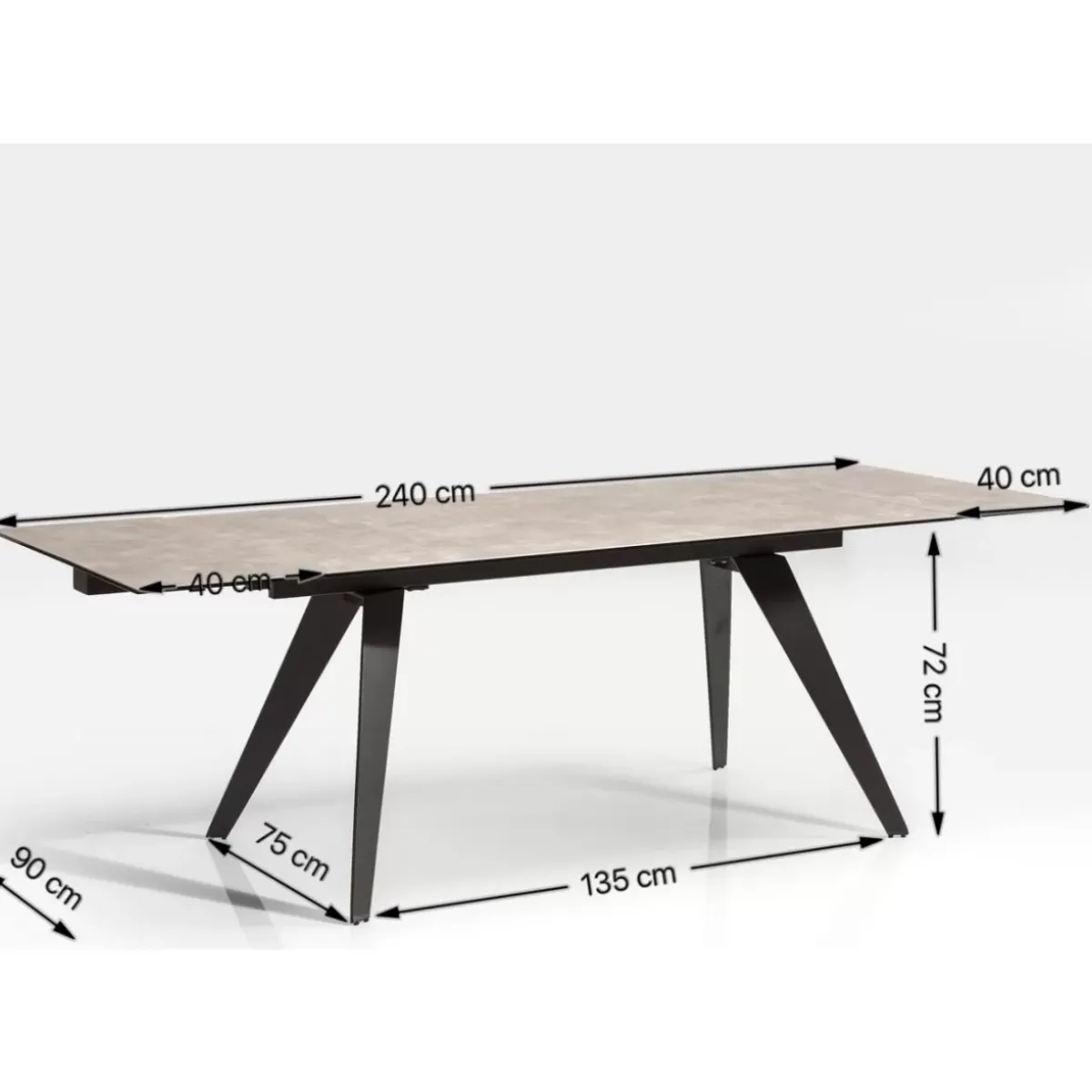 KARE Design Ausziehtisch Amsterdam Dunkel 160(40+40)X90Cm- Tische