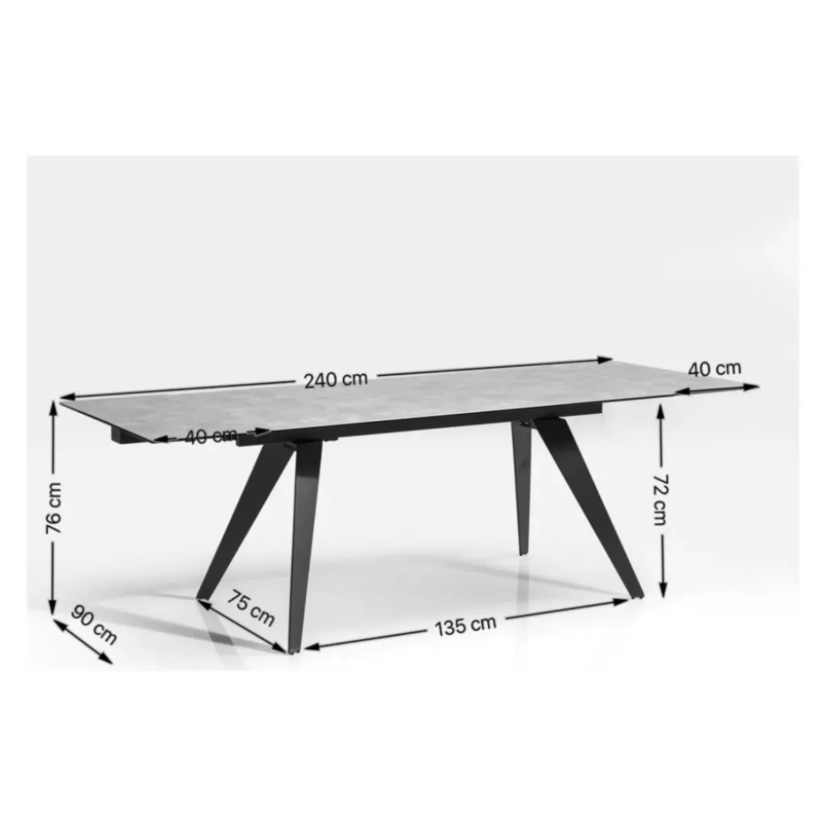 KARE Design Ausziehtisch Amsterdam Weiss 160(40+40)X90Cm- Tische