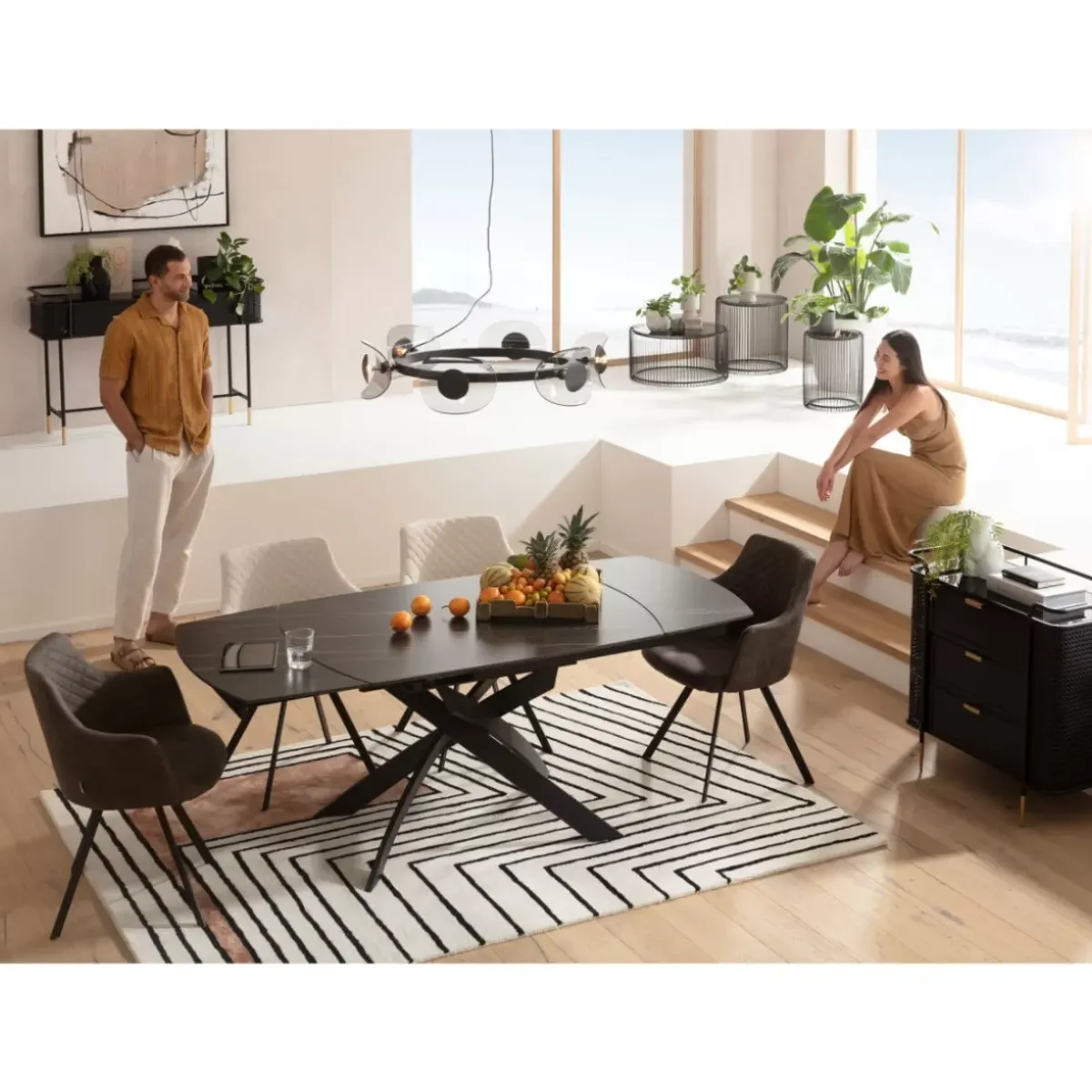 KARE Design Ausziehtisch Twist Schwarz 120(30+30)X90Cm- Tische