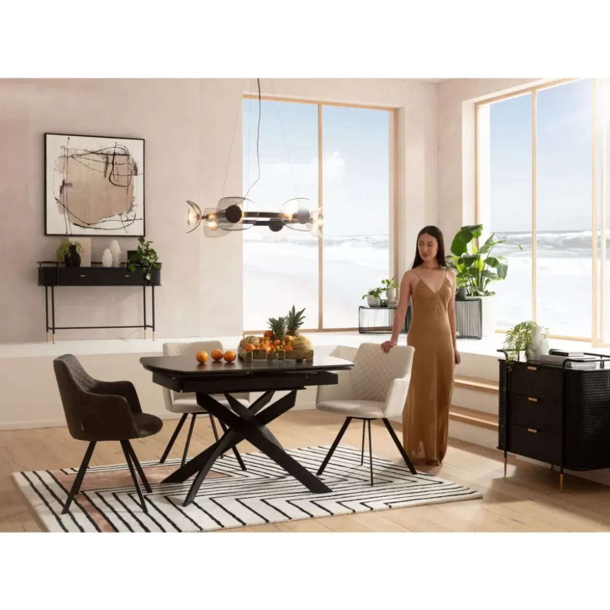 KARE Design Ausziehtisch Twist Schwarz 120(30+30)X90Cm- Tische