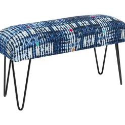 KARE Design Bank Desna Patchwork Blau 80Cm- Sitzbänke