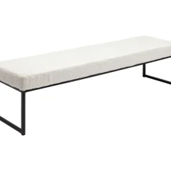 KARE Design Bank Smart Boucle Creme Schwarz 150Cm- Sitzbänke
