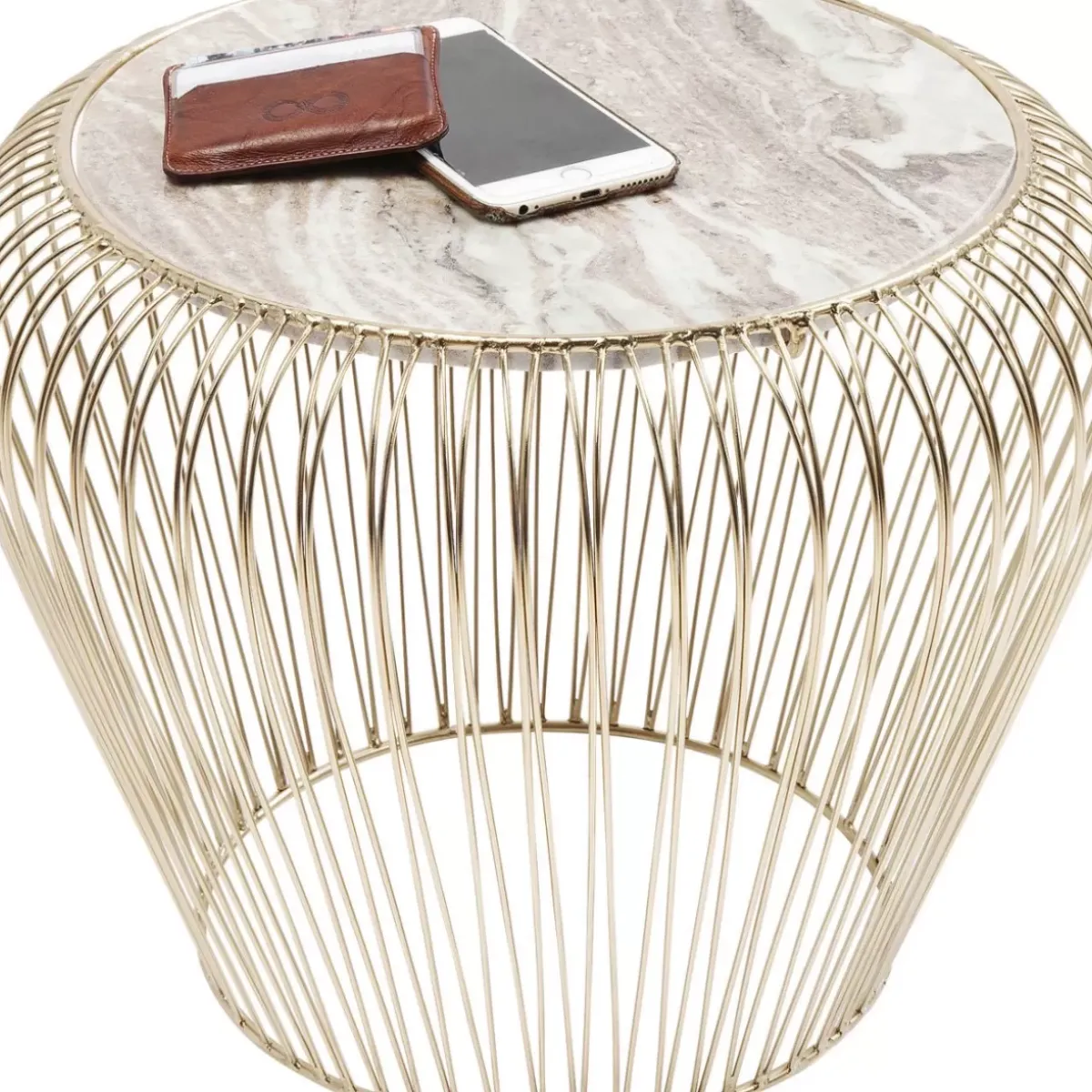 KARE Design Beistelltisch Beam Grau Marmor Messing O43Cm- Tische