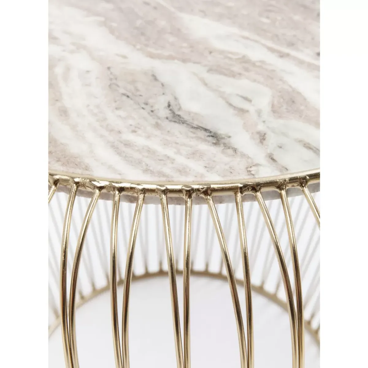 KARE Design Beistelltisch Beam Grau Marmor Messing O43Cm- Tische