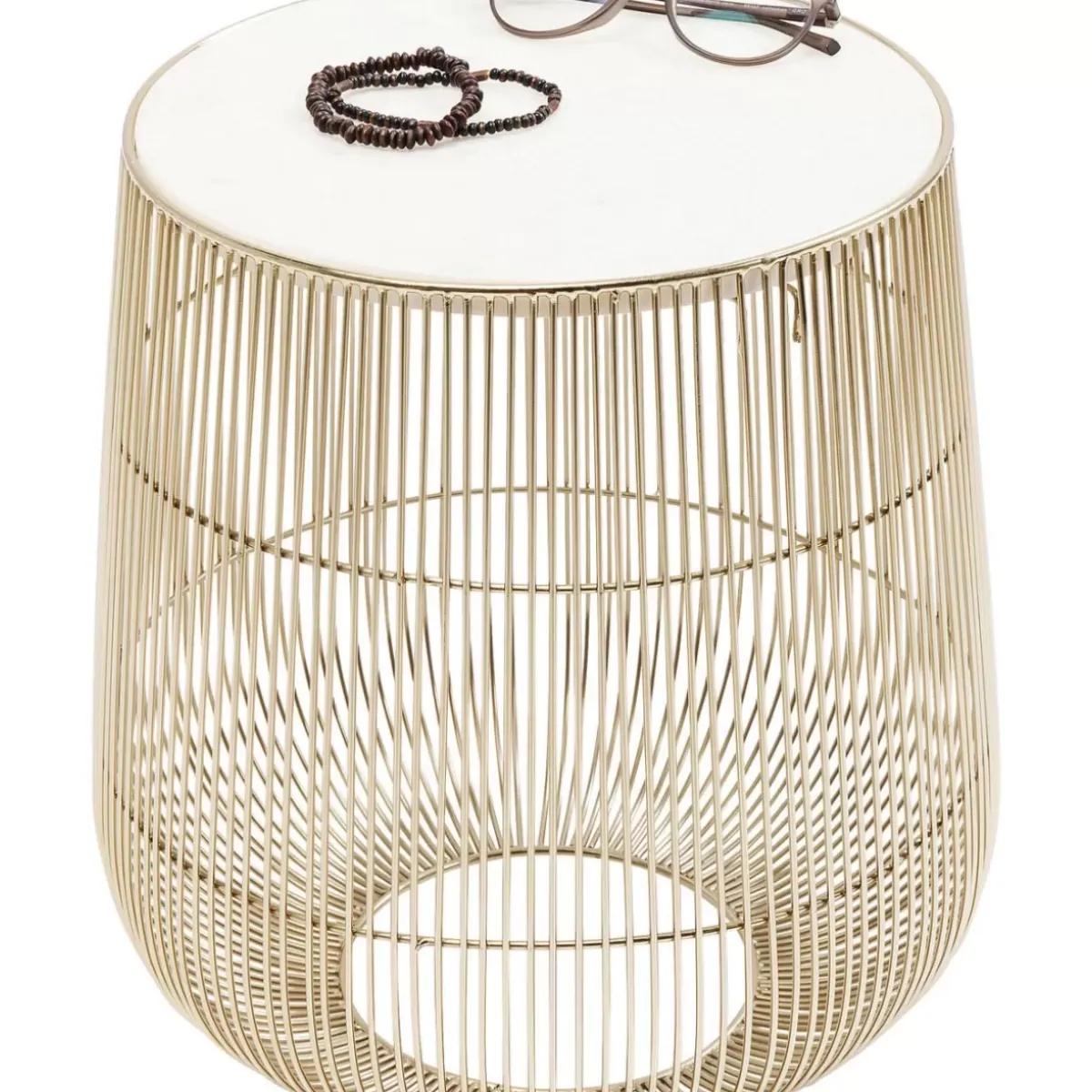 KARE Design Beistelltisch Beam Weiss Marmor Messing O32Cm- Tische