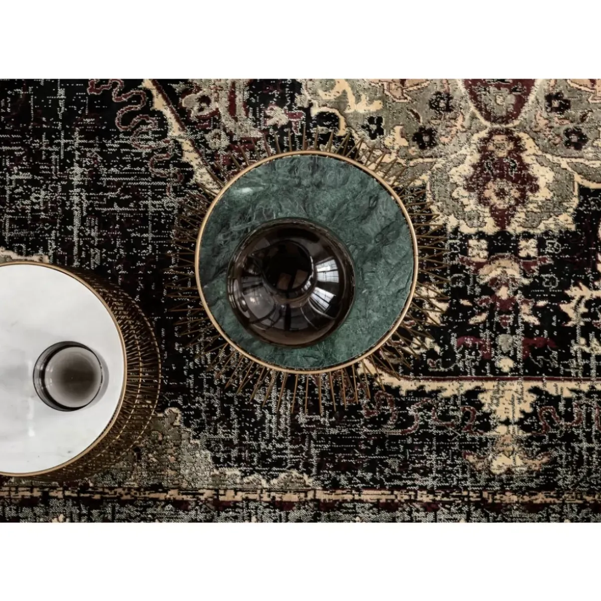 KARE Design Beistelltisch Beam Weiss Marmor Messing O32Cm- Tische