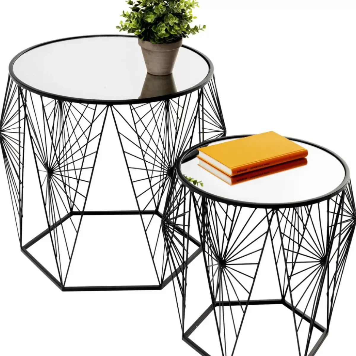 KARE Design Beistelltisch Cobweb Schwarz (2/Set)- Tische