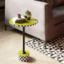 KARE Design Beistelltisch Domero Checkers Olive O25Cm- Tische