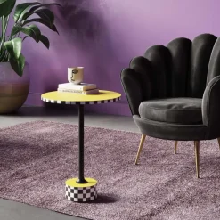 KARE Design Beistelltisch Domero Checkers Gelb O25Cm- Tische