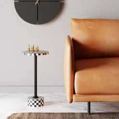 KARE Design Beistelltisch Domero Chess Schwarz Weis O25Cm- Tische