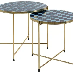 KARE Design Beistelltisch Priya Blau (2/Set)- Tische