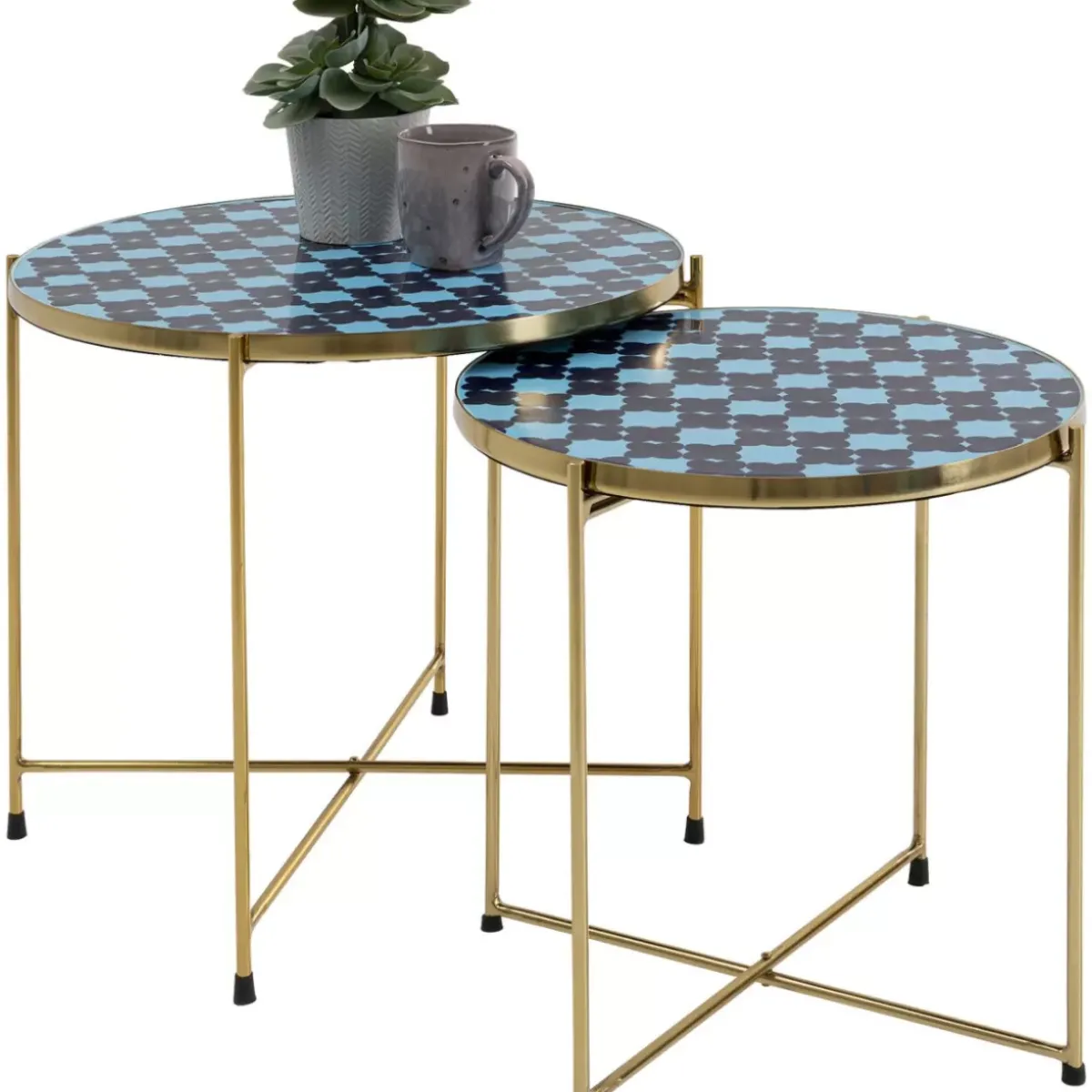 KARE Design Beistelltisch Priya Blau (2/Set)- Tische