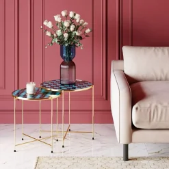 KARE Design Beistelltisch Priya Blau (2/Set)- Tische