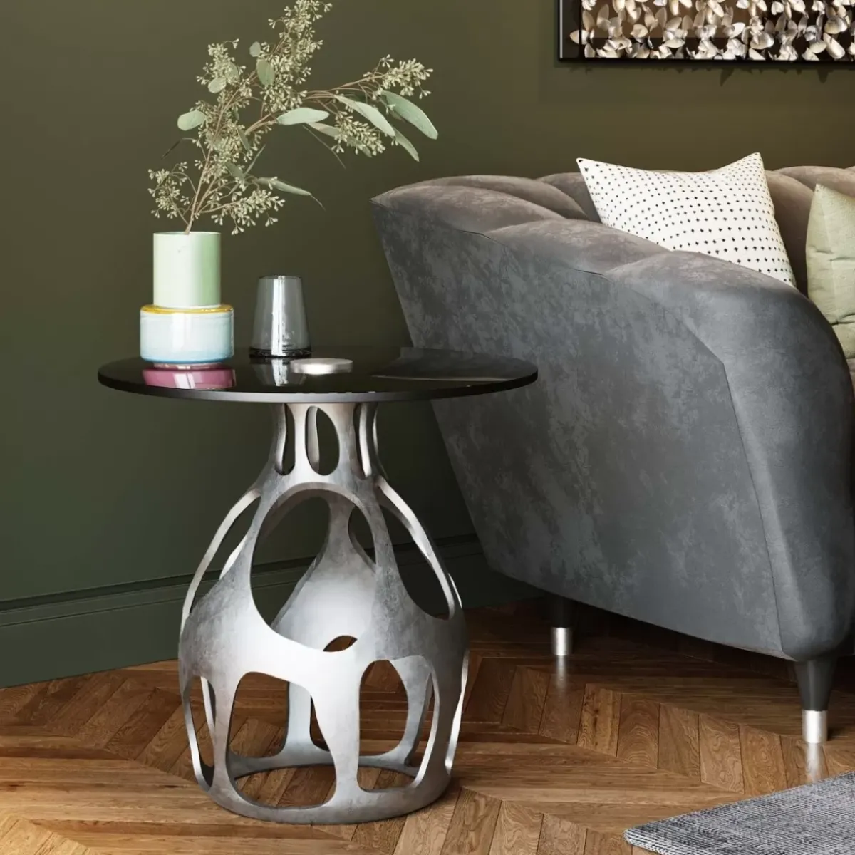 KARE Design Beistelltisch Volcano Silber O60Cm- Tische