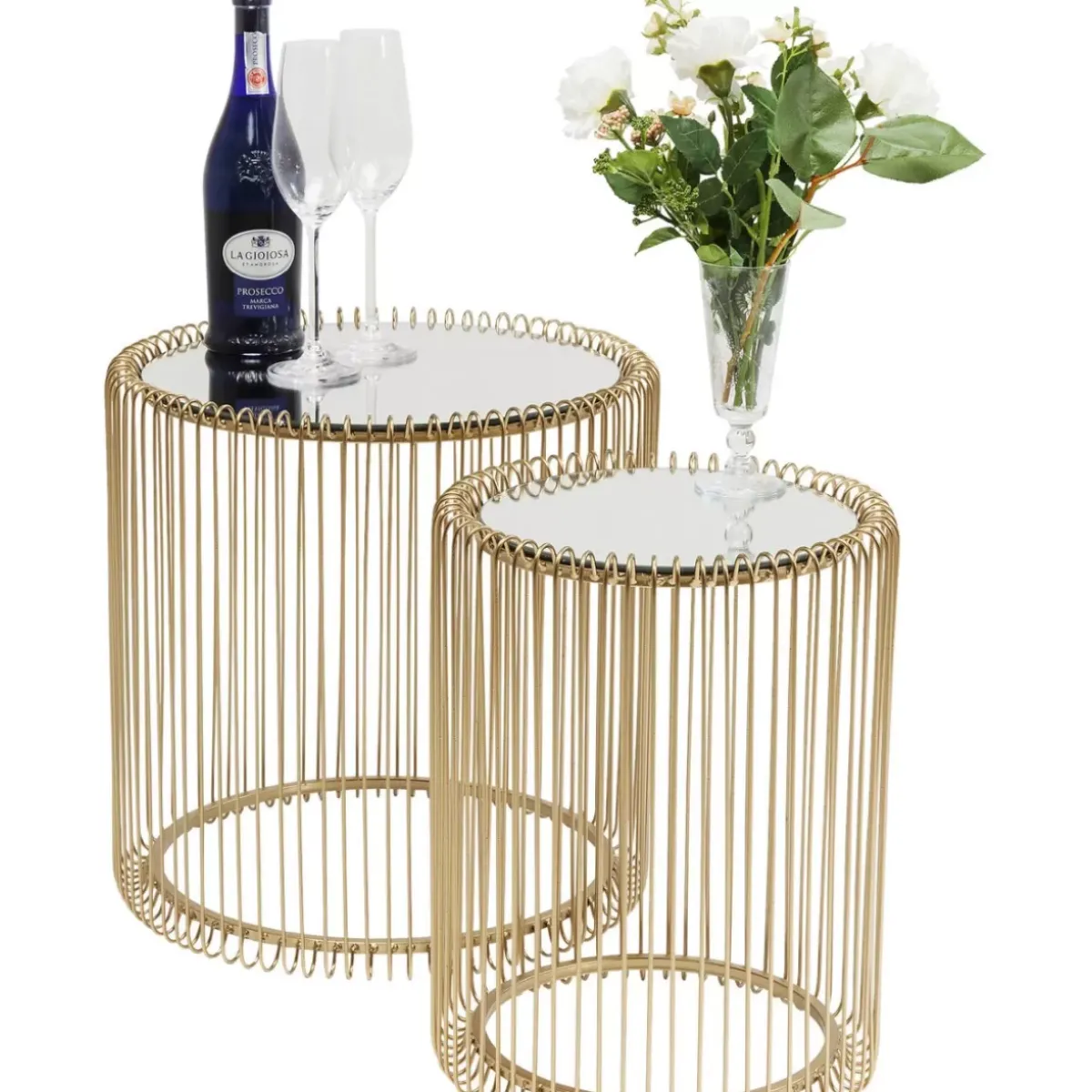 KARE Design Beistelltisch Wire Messing (2/Set) O44Cm- Tische