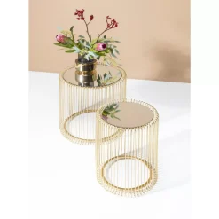 KARE Design Beistelltisch Wire Messing (2/Set) O44Cm- Tische