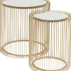 KARE Design Beistelltisch Wire Messing (2/Set) O44Cm- Tische