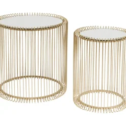 KARE Design Beistelltisch Wire Messing (2/Set) O44Cm- Tische