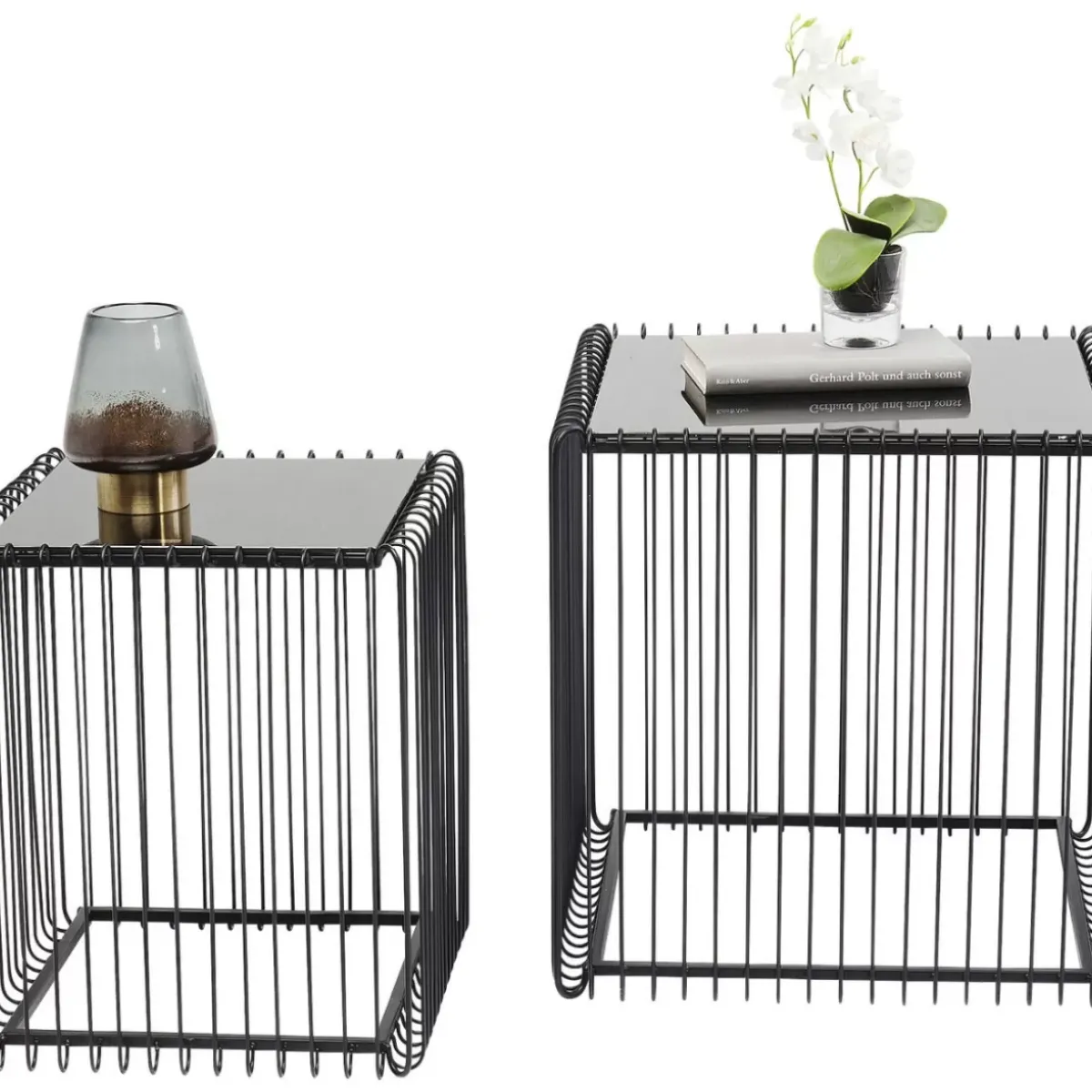 KARE Design Beistelltisch Wire Square Schwarz (2/Set) 45X45Cm- Tische