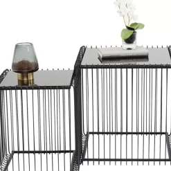 KARE Design Beistelltisch Wire Square Schwarz (2/Set) 45X45Cm- Tische