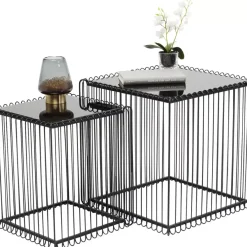 KARE Design Beistelltisch Wire Square Schwarz (2/Set) 45X45Cm- Tische