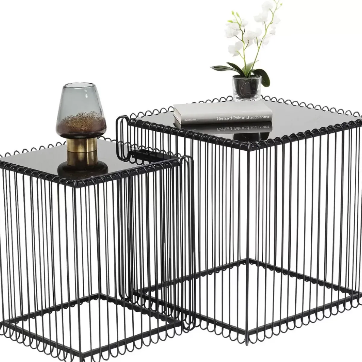 KARE Design Beistelltisch Wire Square Schwarz (2/Set) 45X45Cm- Tische