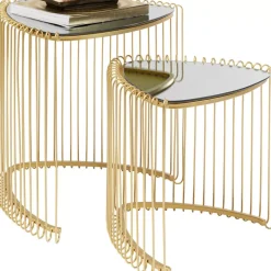 KARE Design Beistelltisch Wire Triangle Gold (2/Set)- Tische