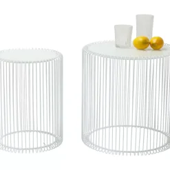 KARE Design Beistelltisch Wire White (2/Set) O44Cm- Tische