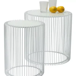 KARE Design Beistelltisch Wire White (2/Set) O44Cm- Tische