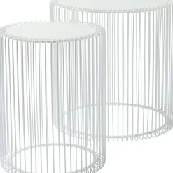 KARE Design Beistelltisch Wire White (2/Set) O44Cm- Tische