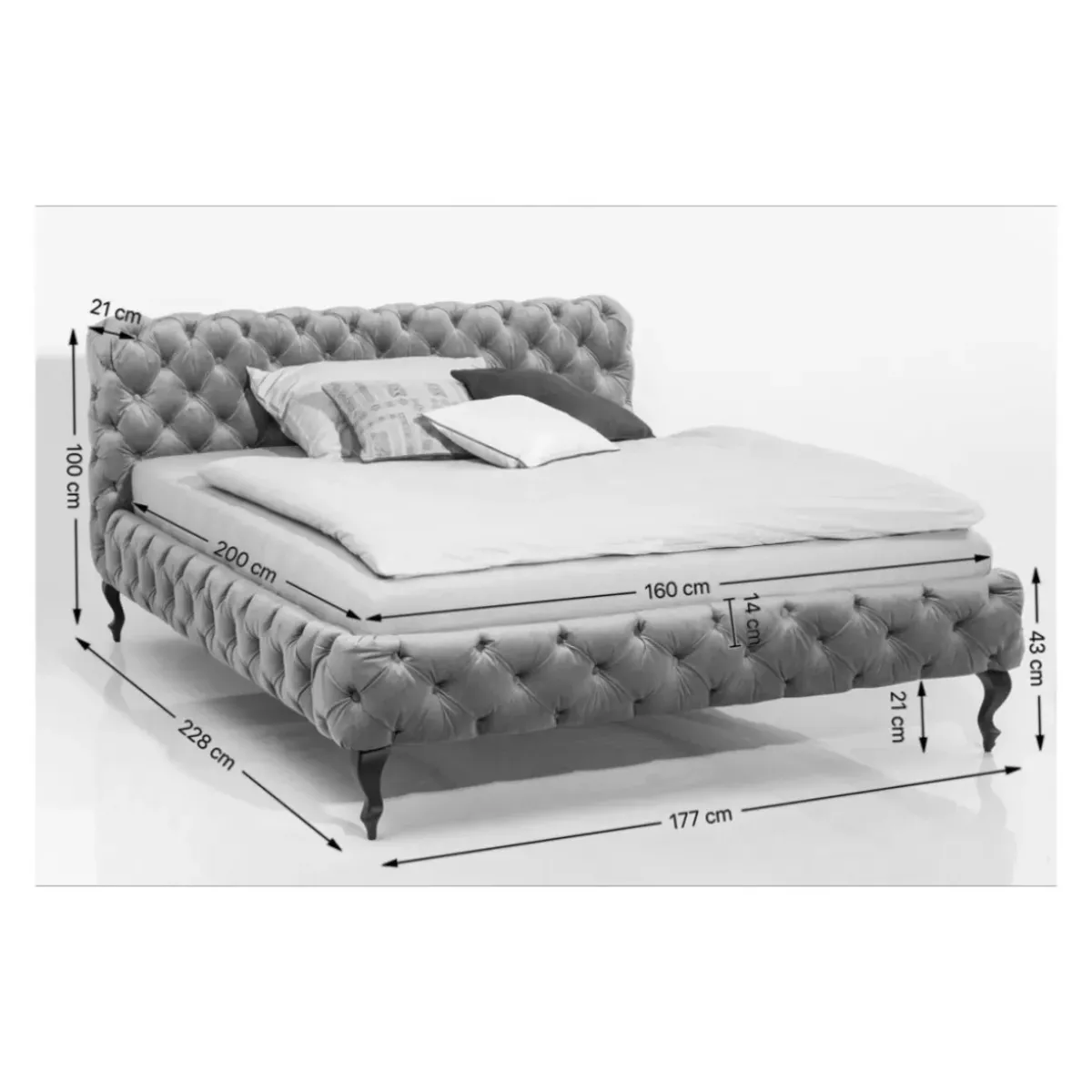 KARE Design Bett Desire Velvet Rose 160X200Cm- Betten