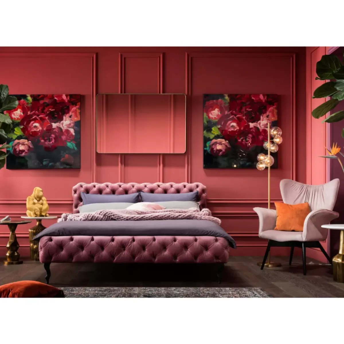 KARE Design Bett Desire Velvet Rose 160X200Cm- Betten