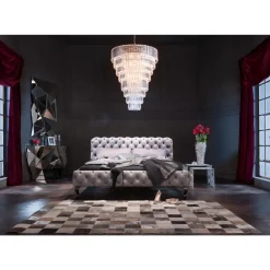 KARE Design Bett Desire Velvet Silbergrau 200X200Cm- Betten