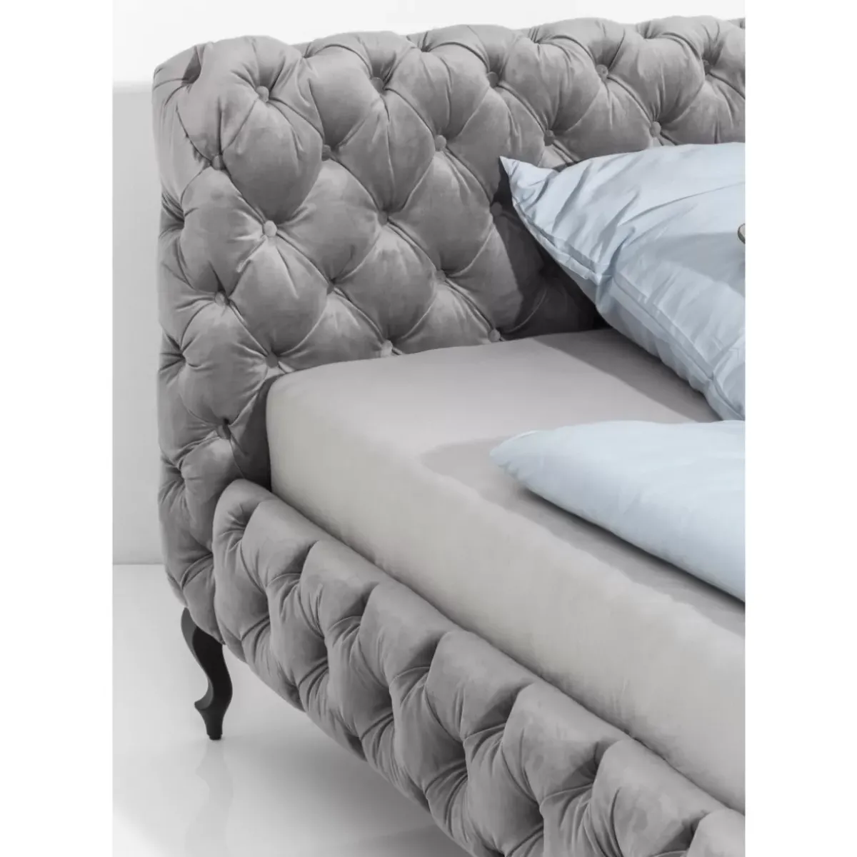 KARE Design Bett Desire Velvet Silbergrau 200X200Cm- Betten