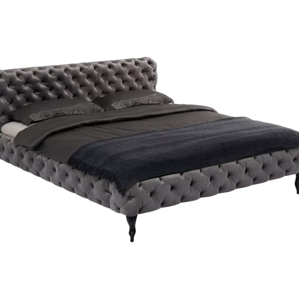 KARE Design Bett Desire Velvet Silbergrau 180X200 Cm- Betten