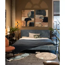 KARE Design Bett East Side Cord Blau 180X200Cm- Betten