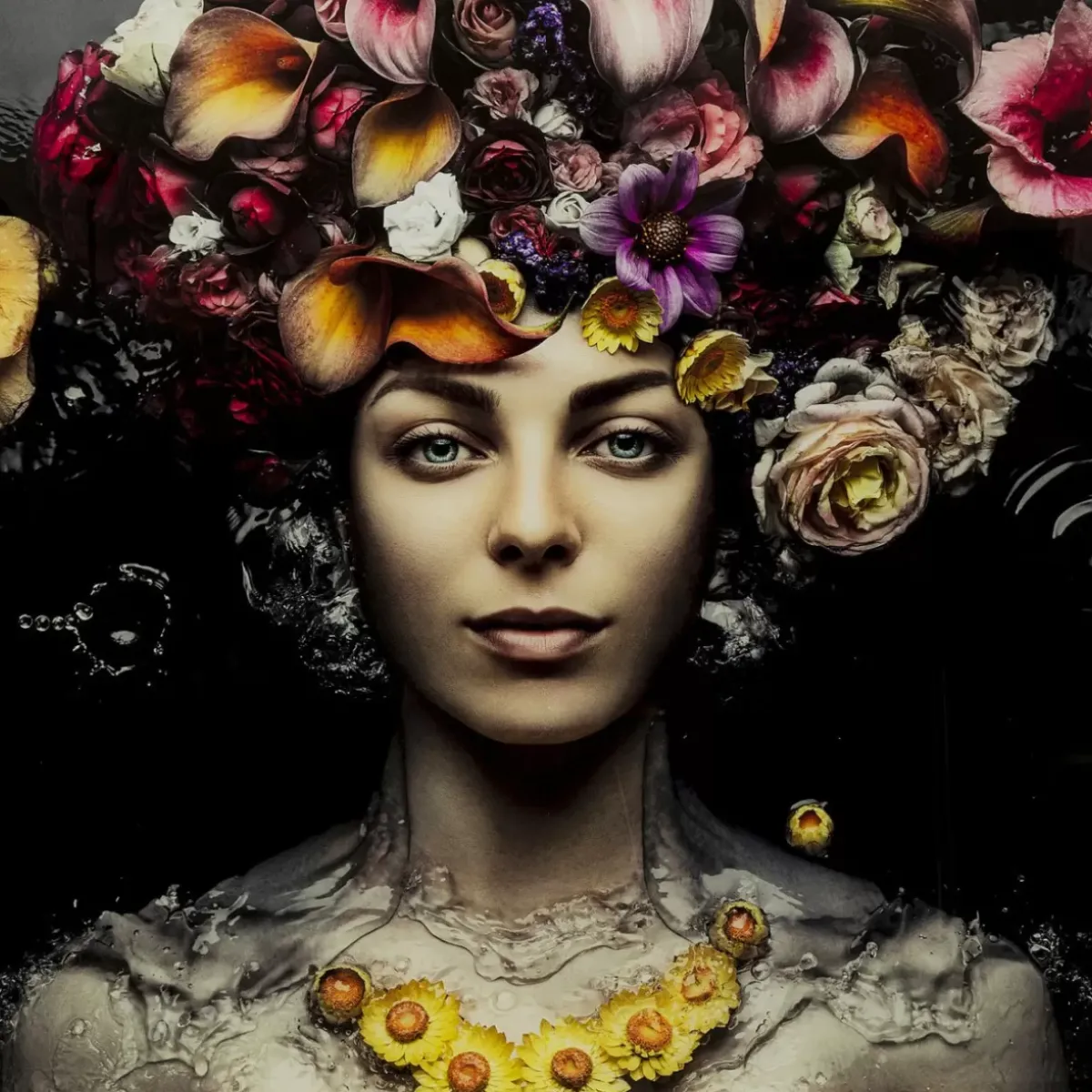 KARE Design Bild Glas Flower Art Lady 120X120Cm- Bilder