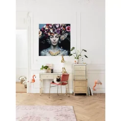 KARE Design Bild Glas Flower Art Lady 120X120Cm- Bilder