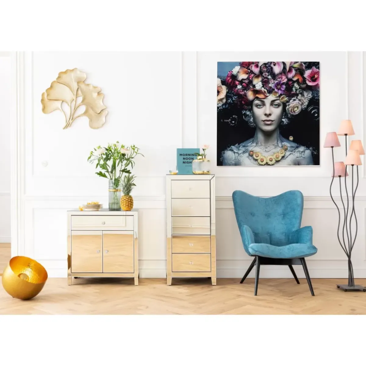 KARE Design Bild Glas Flower Art Lady 120X120Cm- Bilder