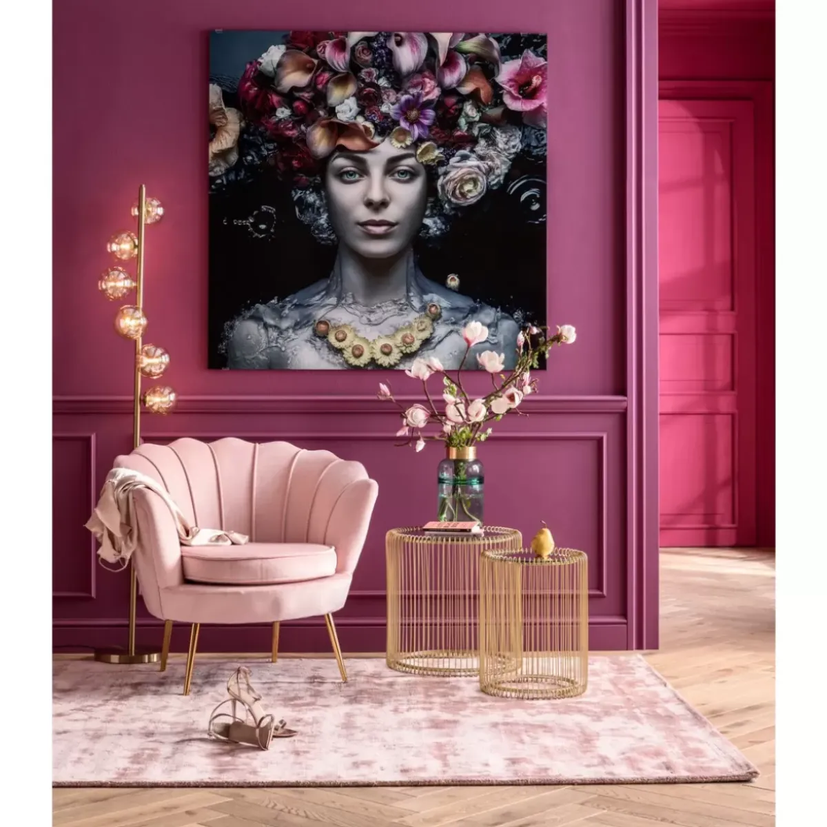 KARE Design Bild Glas Flower Art Lady 120X120Cm- Bilder