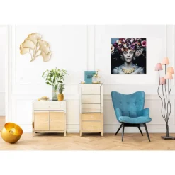 KARE Design Bild Glas Flower Art Lady 80X80Cm- Bilder