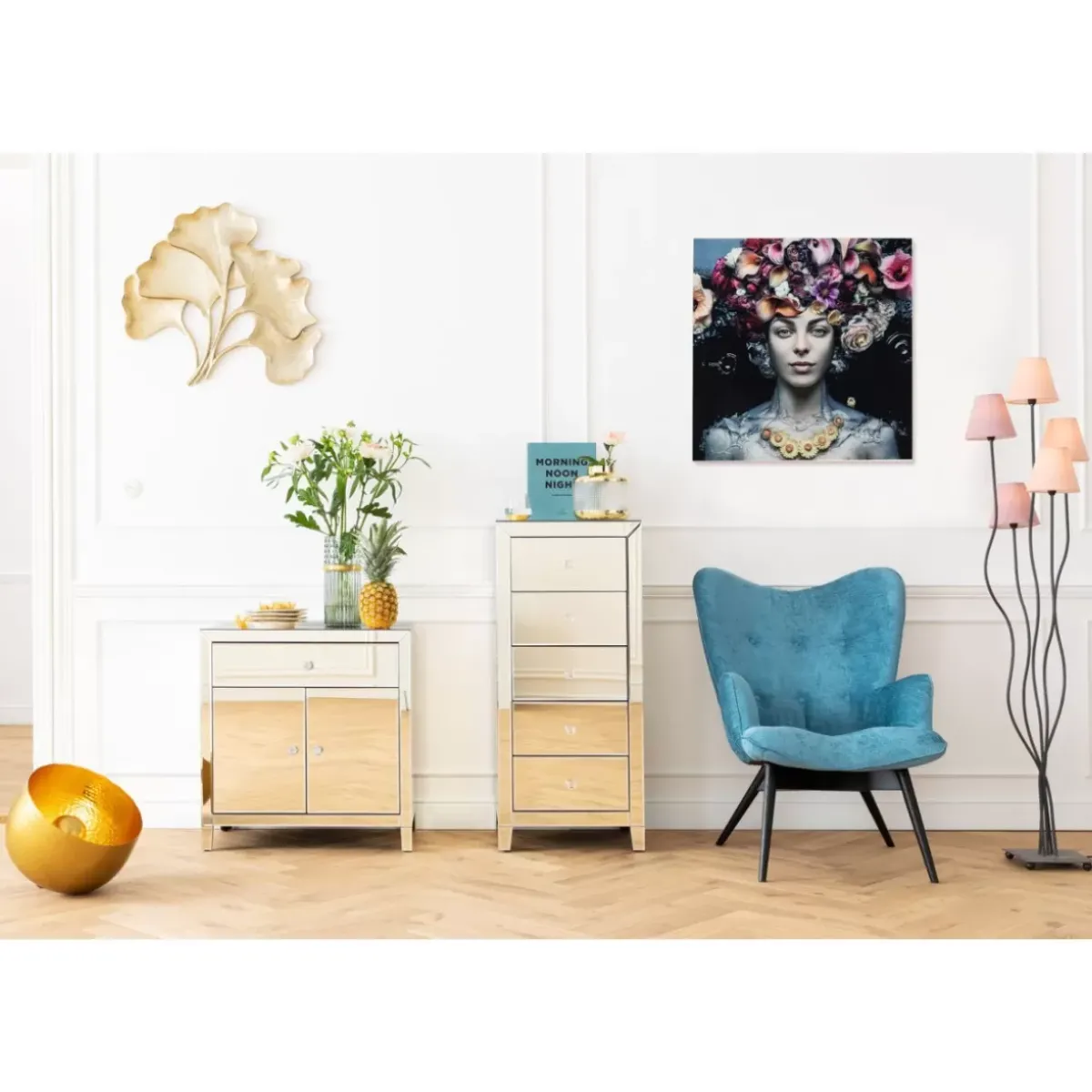 KARE Design Bild Glas Flower Art Lady 80X80Cm- Bilder