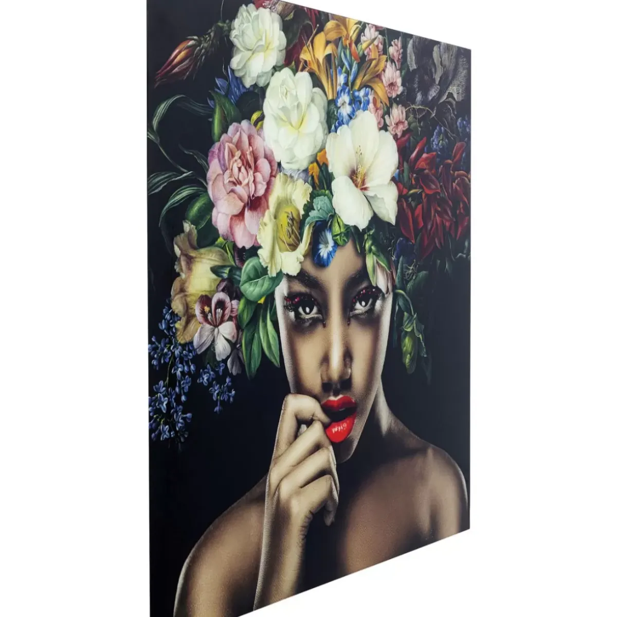 KARE Design Bild Glas Pretty Flower Woman 120X120- Bilder